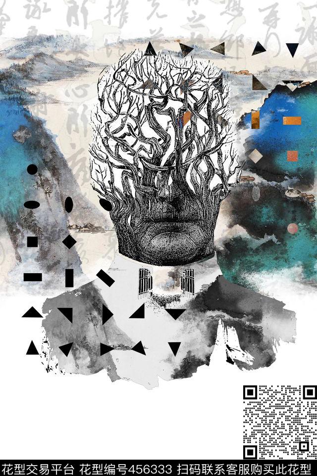 意境人物中国风数码印花华亿平台下载（图片编号: 456333） - 瓦栏（Walan）