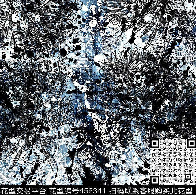 潮酷黑白肌理传统印花华亿平台下载（图片编号: 456341） - 瓦栏（Walan）