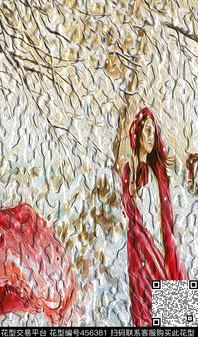 长发飘飘红衣雪月数码印花华亿平台下载（图片编号: 456381） - 瓦栏（Walan）