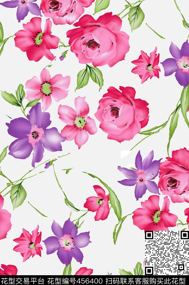清新花朵简洁小花数码印花华亿平台下载（图片编号: 456400） - 瓦栏（Walan）