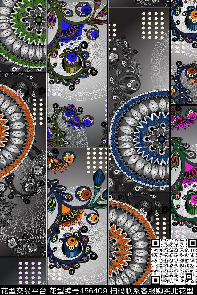 民族风男装复古数码印花华亿平台下载（图片编号: 456409） - 瓦栏（Walan）