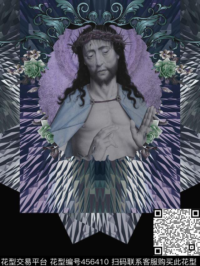 潮流抽象复古数码印花华亿平台下载（图片编号: 456410） - 瓦栏（Walan）