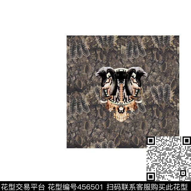 抽象迷彩骷髅头数码印花华亿平台下载（图片编号: 456501） - 瓦栏（Walan）