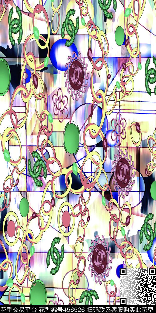 抽象风火轮渐变数码印花华亿平台下载（图片编号: 456526） - 瓦栏（Walan）