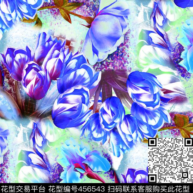 花卉郁金香花朵数码印花华亿平台下载（图片编号: 456543） - 瓦栏（Walan）