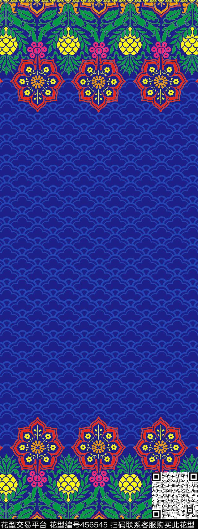 传统印花纹样佩斯利双边定位印花传统印花华亿平台下载（图片编号: 456545） - 瓦栏（Walan）