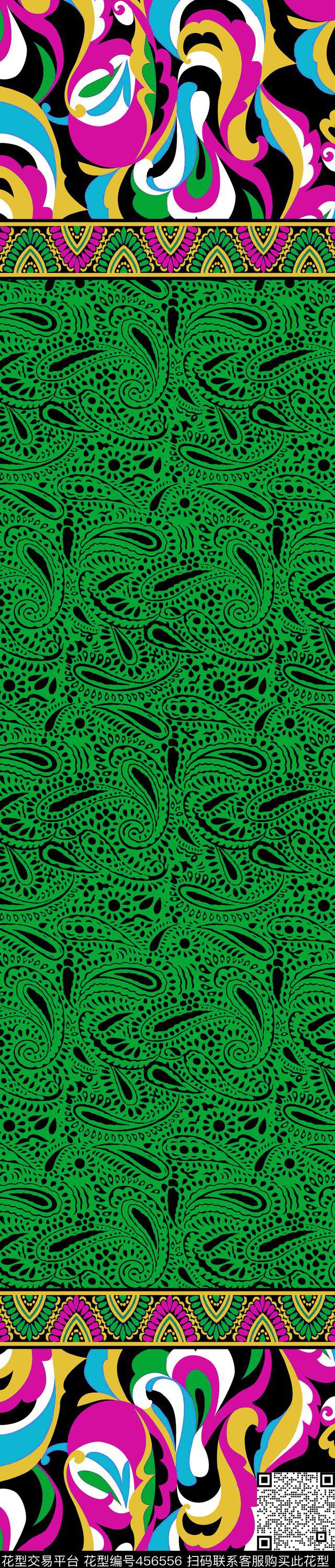 传统印花佩斯利纹样双边定位印花传统印花华亿平台下载（图片编号: 456556） - 瓦栏（Walan）