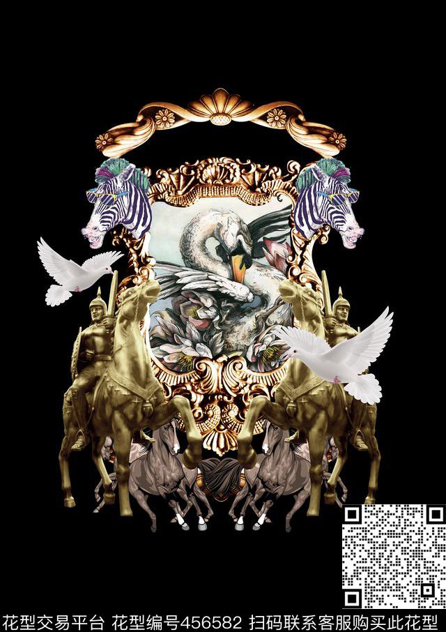 雕塑定位金属马数码印花华亿平台下载（图片编号: 456582） - 瓦栏（Walan）