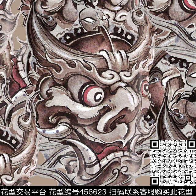 潮流东方风格复古数码印花华亿平台下载（图片编号: 456623） - 瓦栏（Walan）