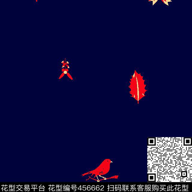 男装华亿平台几何蝴蝶花小树叶传统印花华亿平台下载（图片编号: 456662） - 瓦栏（Walan）