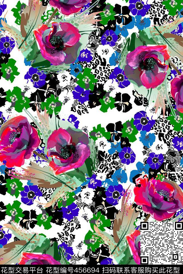 欧美拼贴小碎花数码印花华亿平台下载（图片编号: 456694） - 瓦栏（Walan）