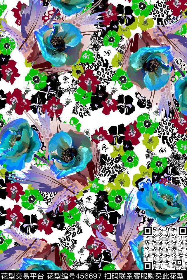 欧美拼贴小碎花数码印花华亿平台下载（图片编号: 456697） - 瓦栏（Walan）
