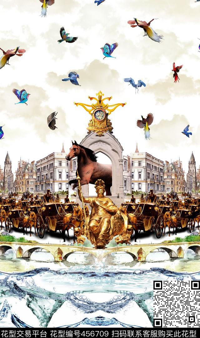 建筑骏马鸟数码印花华亿平台下载（图片编号: 456709） - 瓦栏（Walan）