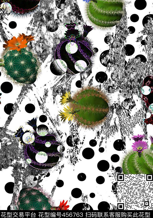 沙漠植物圆点数码印花华亿平台下载（图片编号: 456763） - 瓦栏（Walan）