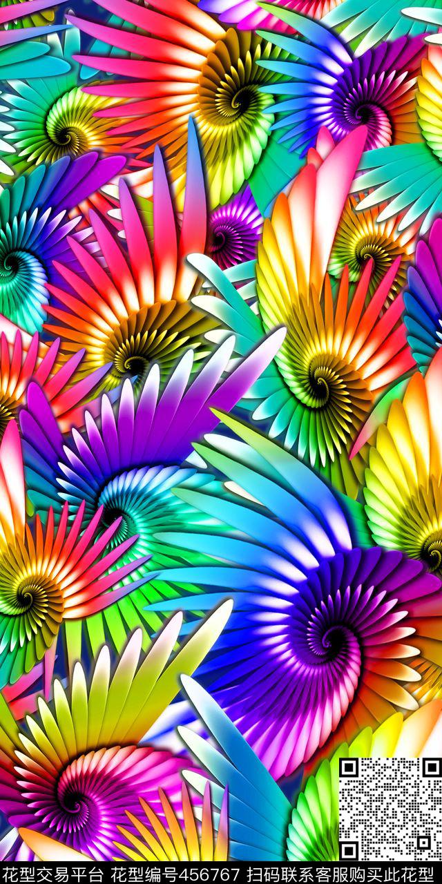 数码彩炫漩涡数码印花华亿平台下载（图片编号: 456767） - 瓦栏（Walan）