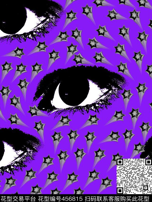 写意眼睛带尾巴的星星传统印花华亿平台下载（图片编号: 456815） - 瓦栏（Walan）