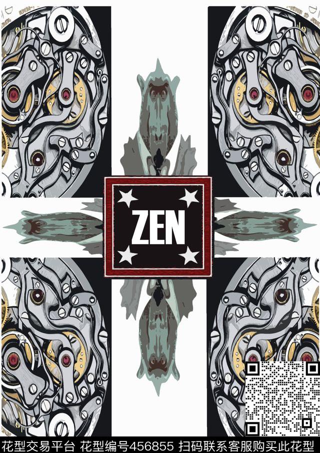 潮流时尚机械动物数码印花华亿平台下载（图片编号: 456855） - 瓦栏（Walan）