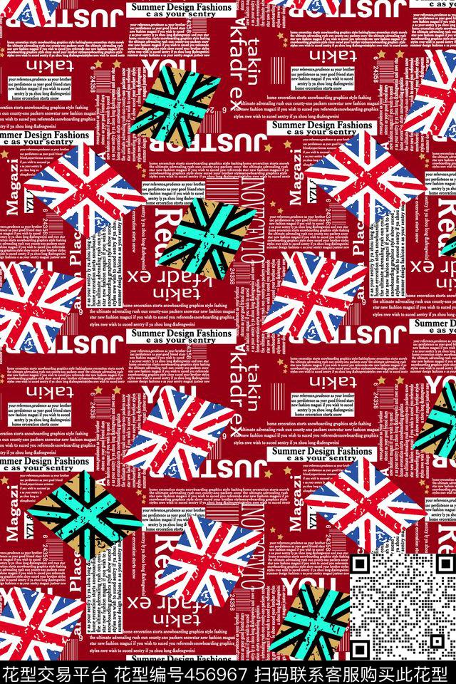 美国国旗欧美深红色传统印花华亿平台下载（图片编号: 456967） - 瓦栏（Walan）