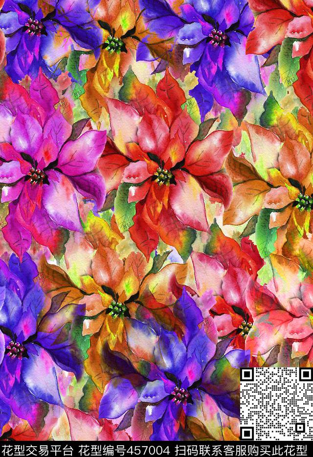 休闲风树叶四方连续数码印花华亿平台下载（图片编号: 457004） - 瓦栏（Walan）