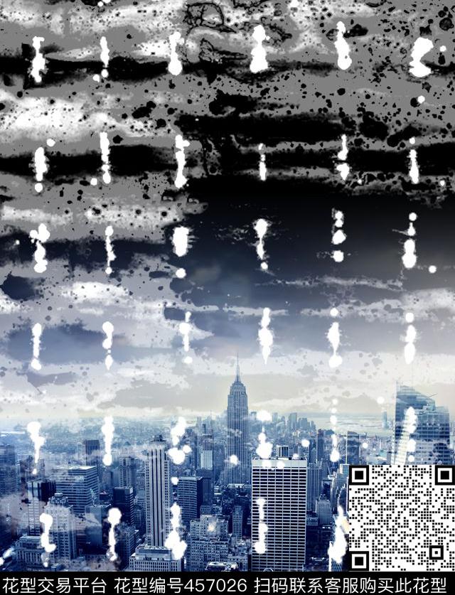 男装破洞肌理黑白数码印花华亿平台下载（图片编号: 457026） - 瓦栏（Walan）