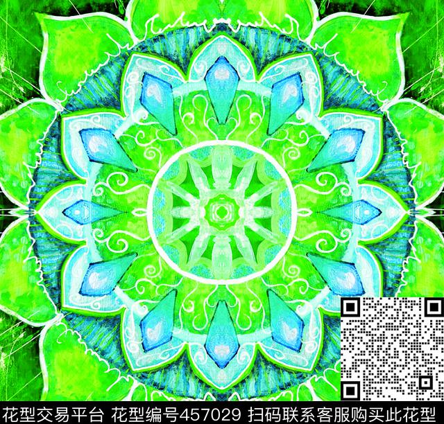 复古壁画手绘、绿色叶子数码印花华亿平台下载（图片编号: 457029） - 瓦栏（Walan）