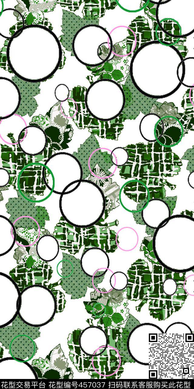 抽象圆环五角星数码印花华亿平台下载（图片编号: 457037） - 瓦栏（Walan）