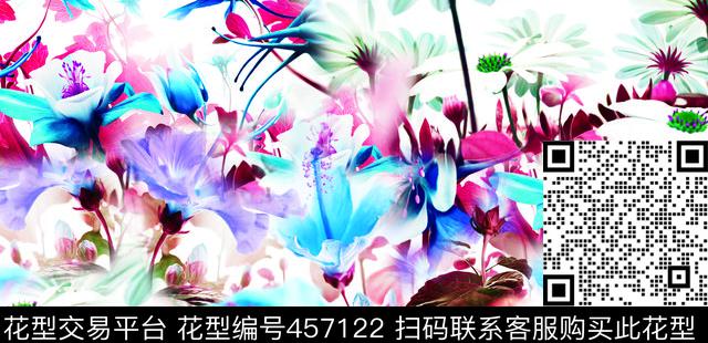 现代鲜花迷幻数码印花华亿平台下载（图片编号: 457122） - 瓦栏（Walan）