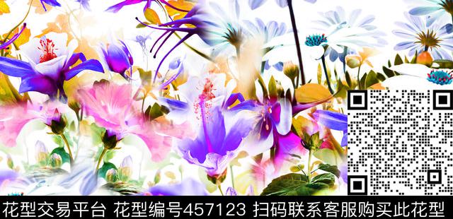 现代鲜花迷幻数码印花华亿平台下载（图片编号: 457123） - 瓦栏（Walan）