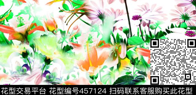 现代鲜花迷幻数码印花华亿平台下载（图片编号: 457124） - 瓦栏（Walan）