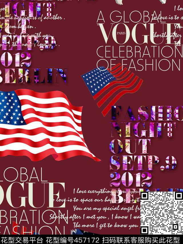 女装人物海报美国国旗数码印花华亿平台下载（图片编号: 457172） - 瓦栏（Walan）