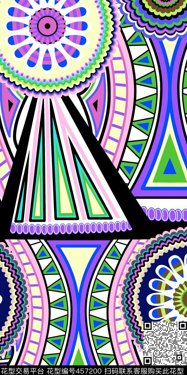 几何民族风欧美流行传统印花华亿平台下载（图片编号: 457200） - 瓦栏（Walan）