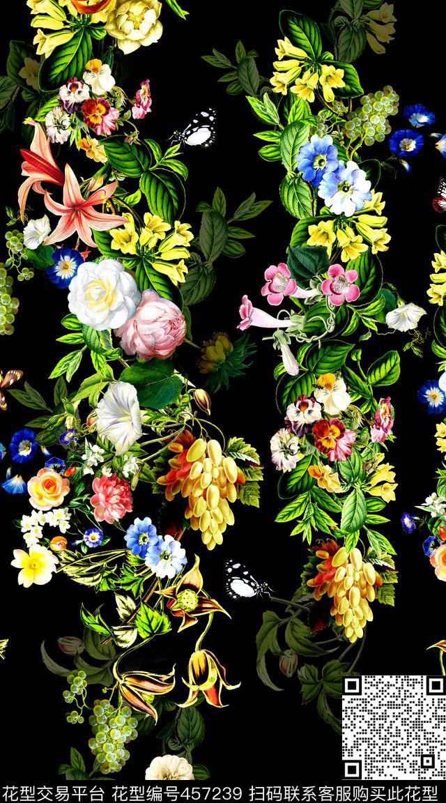 大牌时尚藤蔓数码印花华亿平台下载（图片编号: 457239） - 瓦栏（Walan）