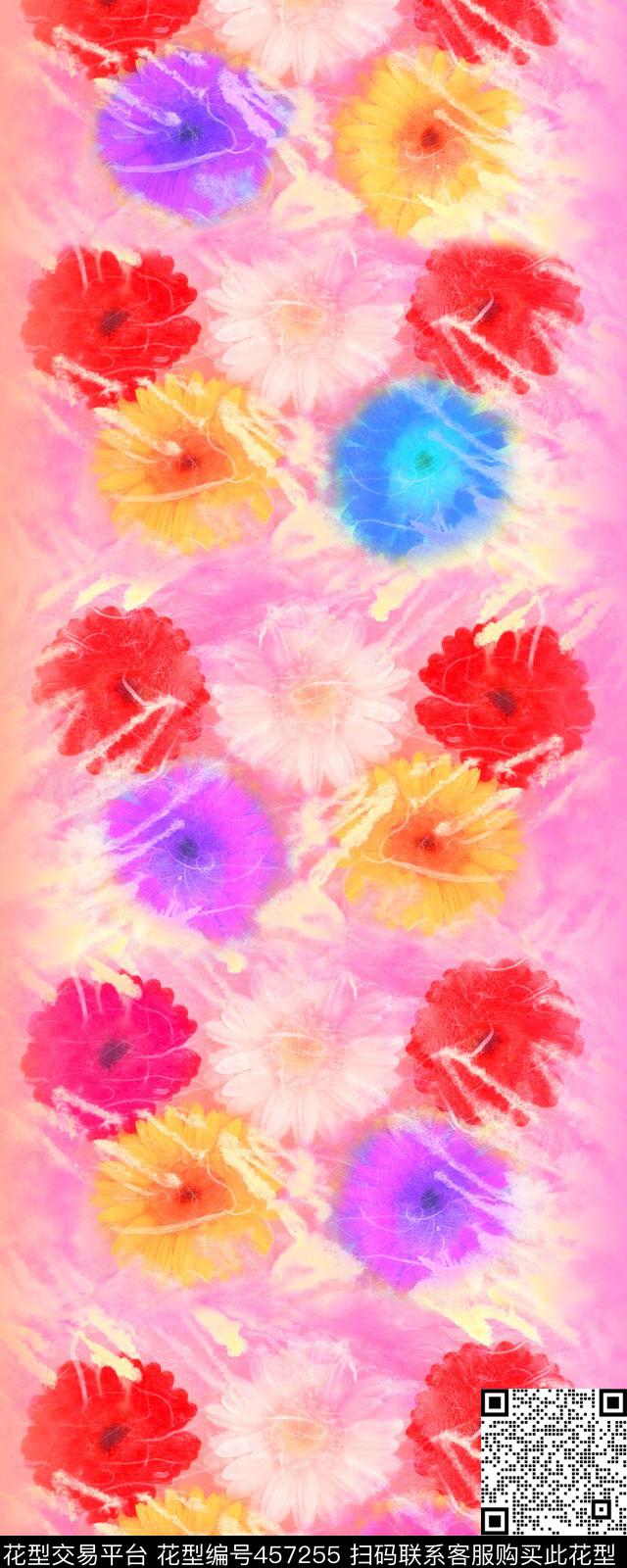 现代花线条彩色纹理数码印花华亿平台下载（图片编号: 457255） - 瓦栏（Walan）