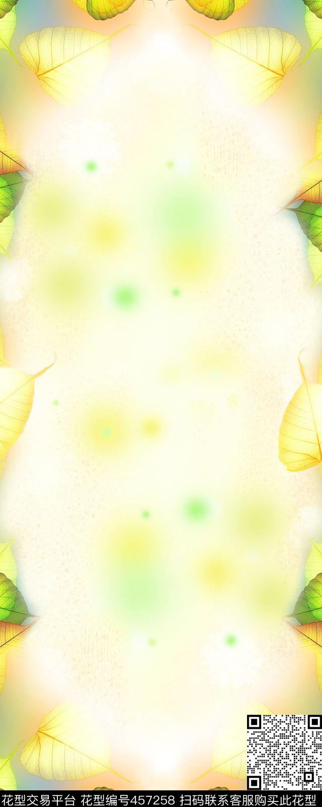 现代树叶自然素雅清新数码印花华亿平台下载（图片编号: 457258） - 瓦栏（Walan）