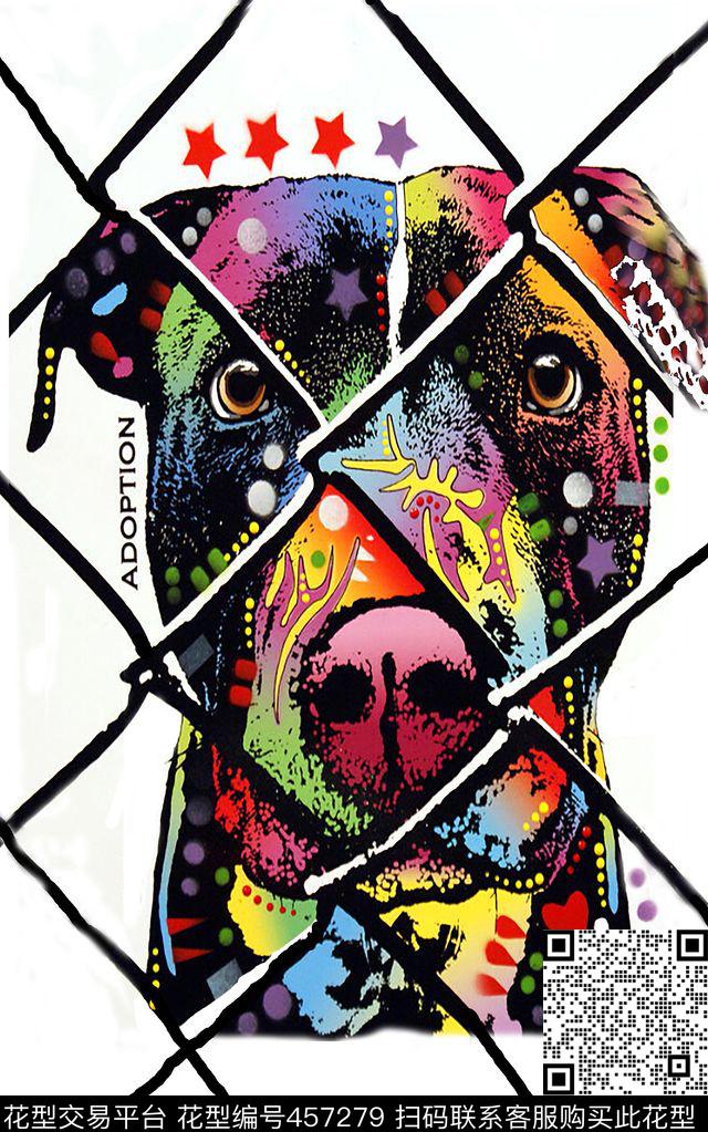 狗狗花样网格数码印花华亿平台下载（图片编号: 457279） - 瓦栏（Walan）