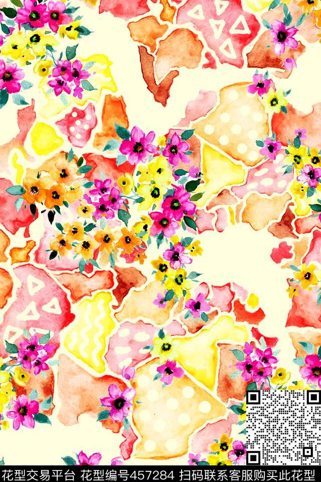 几何彩色迷彩花纹小碎花花卉数码印花华亿平台下载（图片编号: 457284） - 瓦栏（Walan）