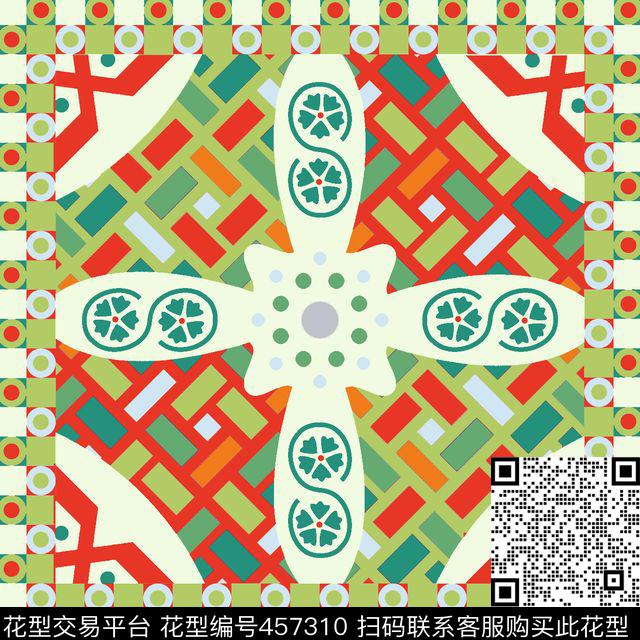 几何几何图案方巾传统印花华亿平台下载（图片编号: 457310） - 瓦栏（Walan）