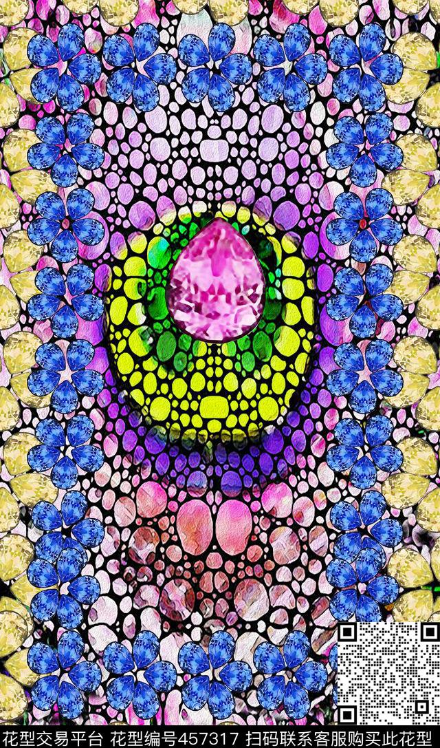 孔雀耀眼钻石数码印花华亿平台下载（图片编号: 457317） - 瓦栏（Walan）