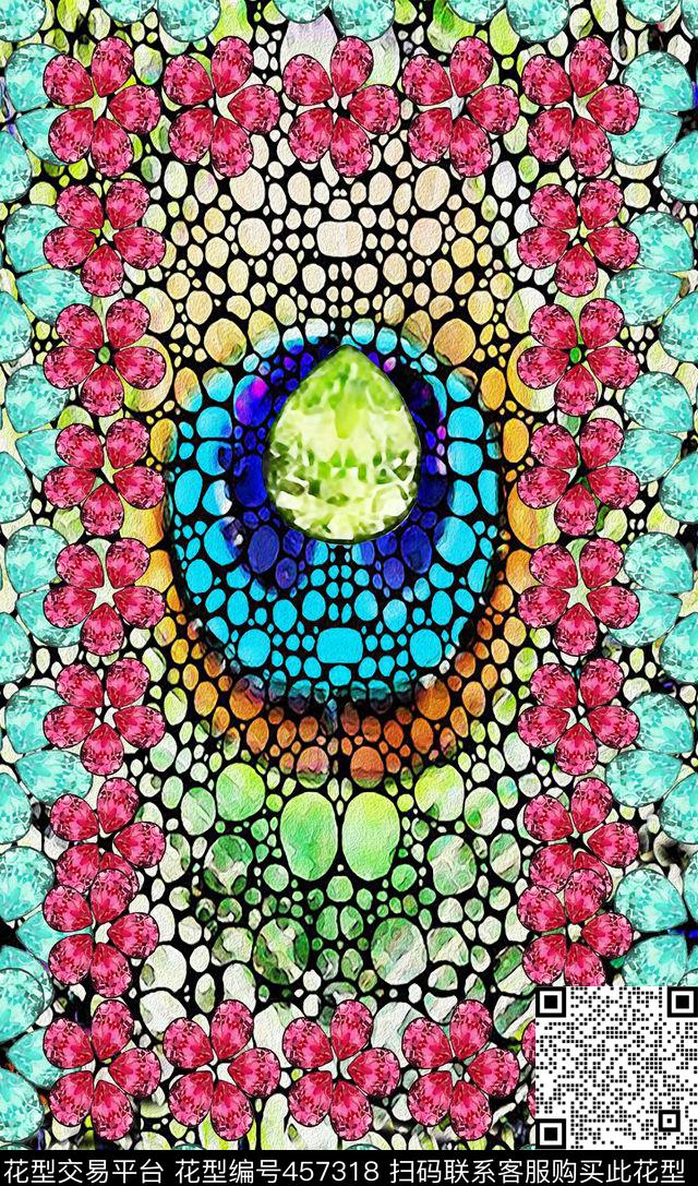 钻石孔雀耀眼数码印花华亿平台下载（图片编号: 457318） - 瓦栏（Walan）