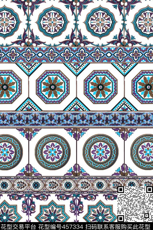 宫廷风古典纹样挂毯数码印花华亿平台下载（图片编号: 457334） - 瓦栏（Walan）