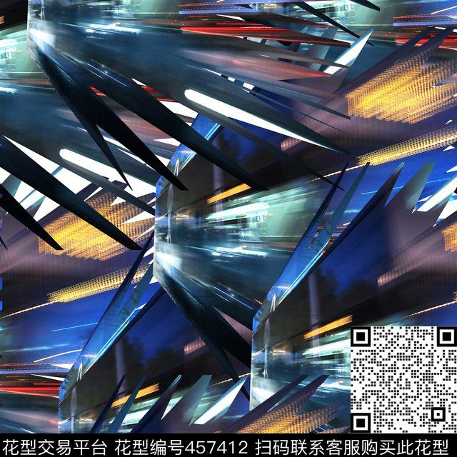 潮流城市抽象数码印花华亿平台下载（图片编号: 457412） - 瓦栏（Walan）