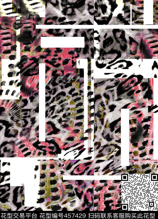 潮流时尚几何豹纹男装秋冬数码印花华亿平台下载（图片编号: 457429） - 瓦栏（Walan）