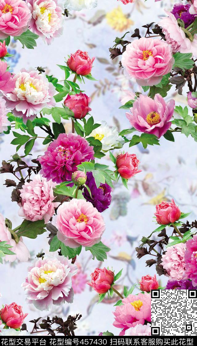 清新清新花卉组合数码数码印花华亿平台下载（图片编号: 457430） - 瓦栏（Walan）