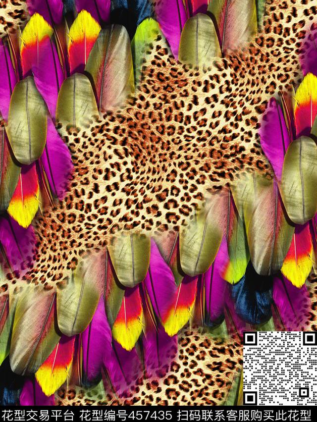 动物纹豹纹羽毛数码印花华亿平台下载（图片编号: 457435） - 瓦栏（Walan）
