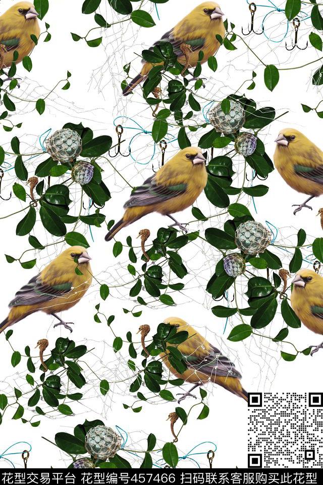 时尚树枝渔网数码印花华亿平台下载（图片编号: 457466） - 瓦栏（Walan）
