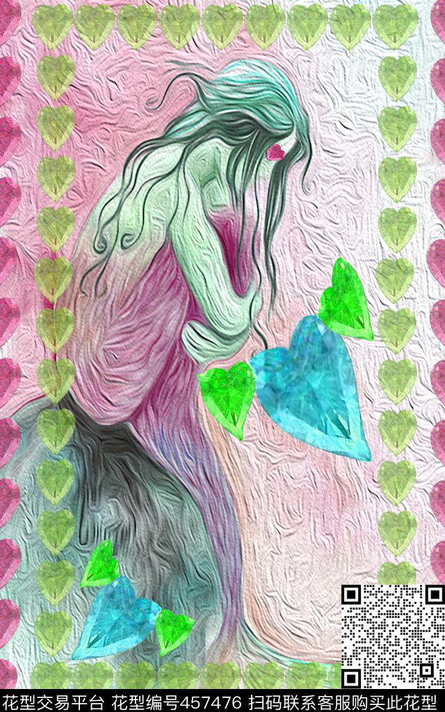 爱情海心鱼爱美人鱼数码印花华亿平台下载（图片编号: 457476） - 瓦栏（Walan）