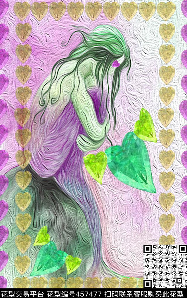 爱情海心鱼爱美人鱼数码印花华亿平台下载（图片编号: 457477） - 瓦栏（Walan）