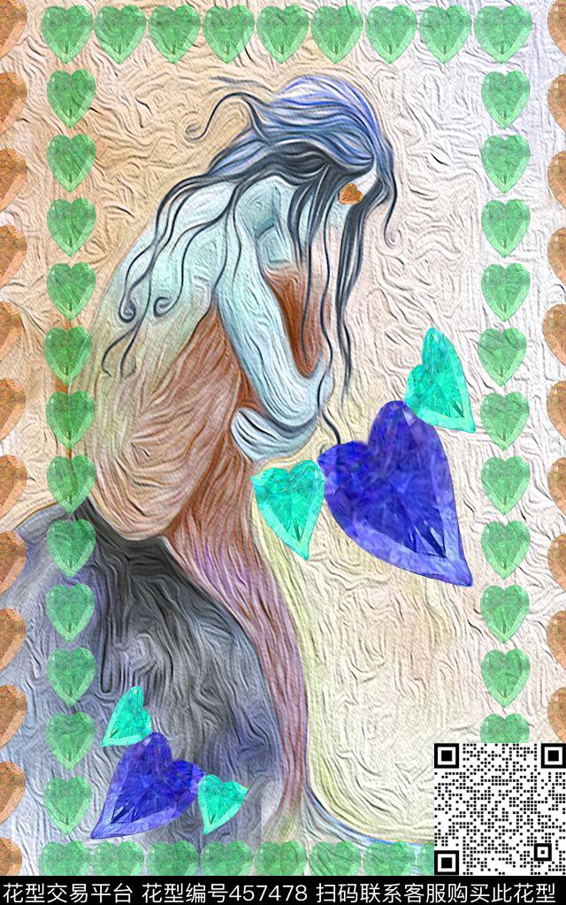 爱情海心鱼爱美人鱼数码印花华亿平台下载（图片编号: 457478） - 瓦栏（Walan）