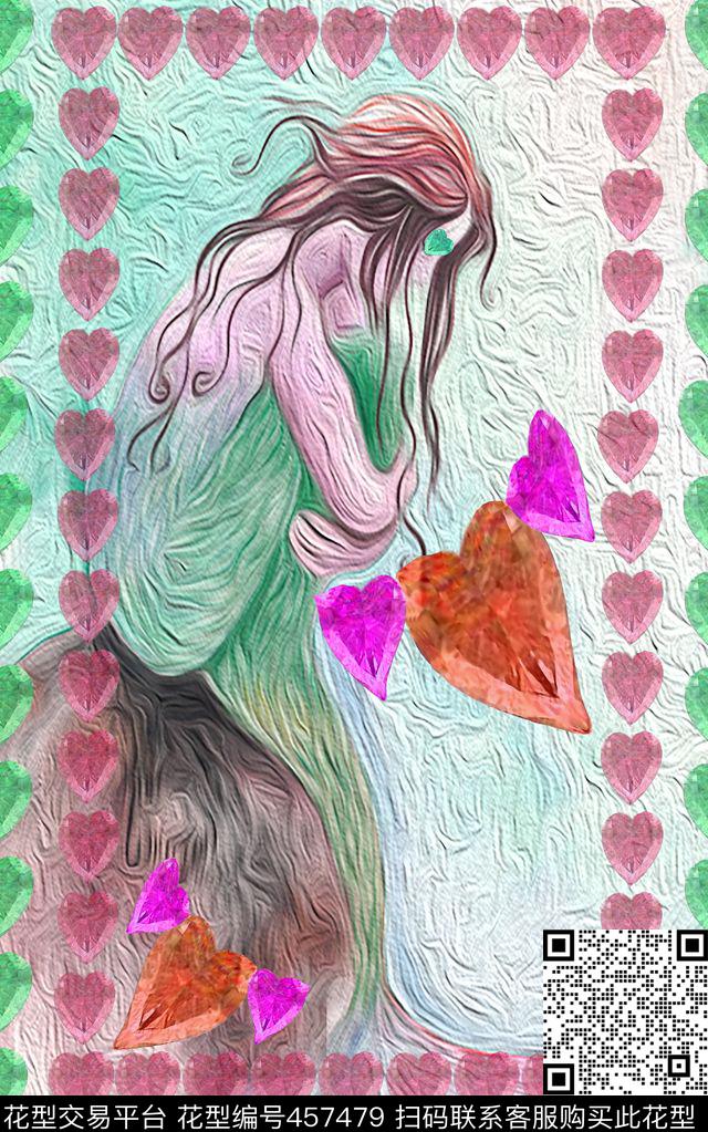 爱情海心鱼爱美人鱼数码印花华亿平台下载（图片编号: 457479） - 瓦栏（Walan）