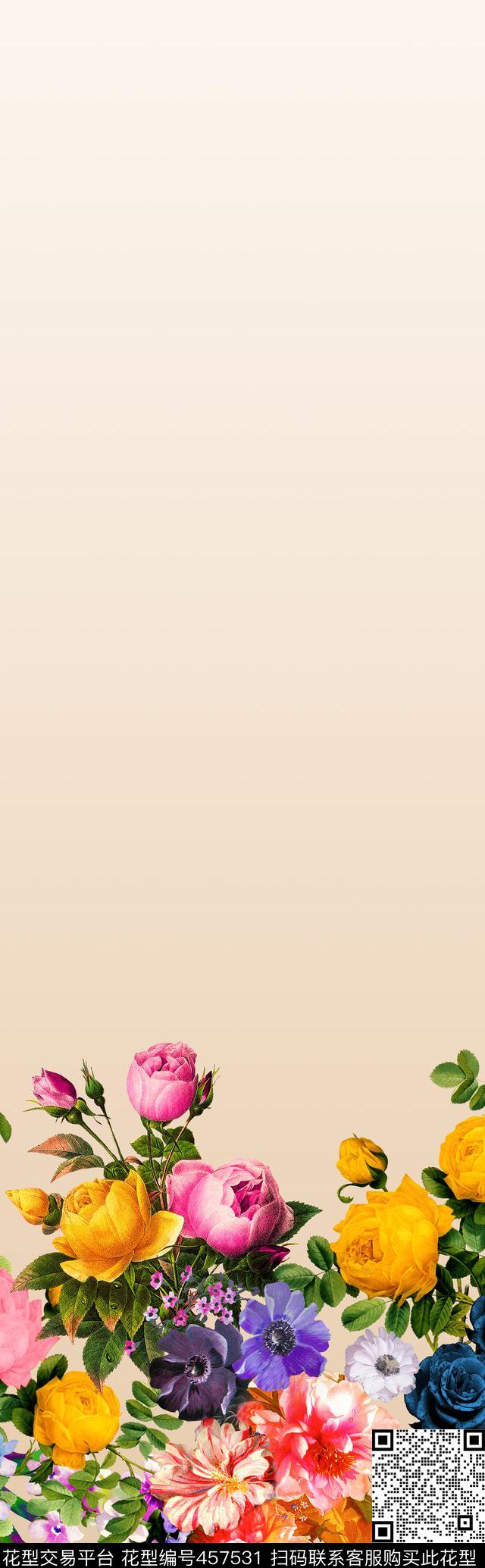 数码定位花卉云纹双边定位印花数码印花华亿平台下载（图片编号: 457531） - 瓦栏（Walan）